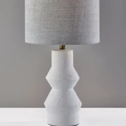 Table Lamps-Kirkland's Home Textured Ceramic Geometric Table Lamp White
