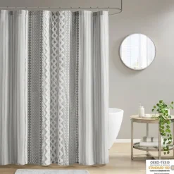 Shower Curtains-Kirkland's Home Textured Chenille Shower Curtain Gray