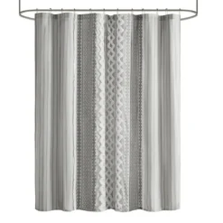 Shower Curtains-Kirkland's Home Textured Chenille Shower Curtain Gray