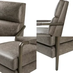 Accent Chairs-Kirkland's Home Textured Faux Leather Accent Chair Brown
