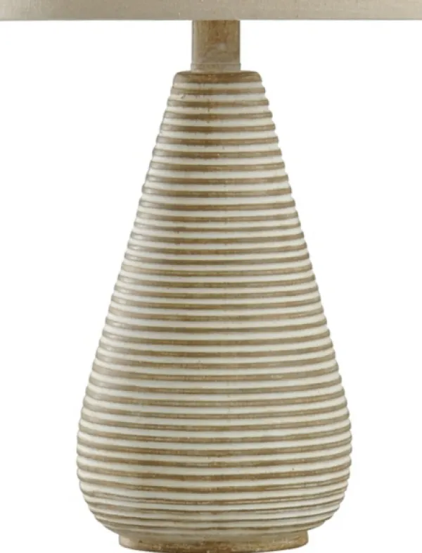 Table Lamps-Kirkland's Home Textured Stripe Accent Table Lamp Tan