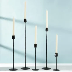 Candle Holders-Kirkland's Home Textured Taper Candle Holder, 16 In. Black