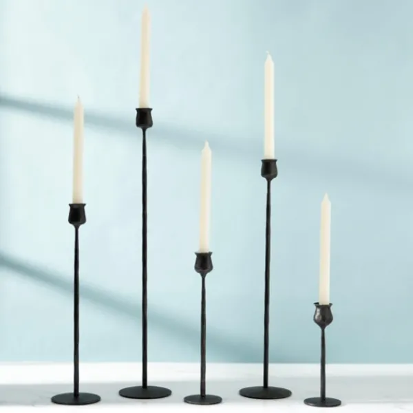 Candle Holders-Kirkland's Home Textured Taper Candle Holder, 8 In. Black