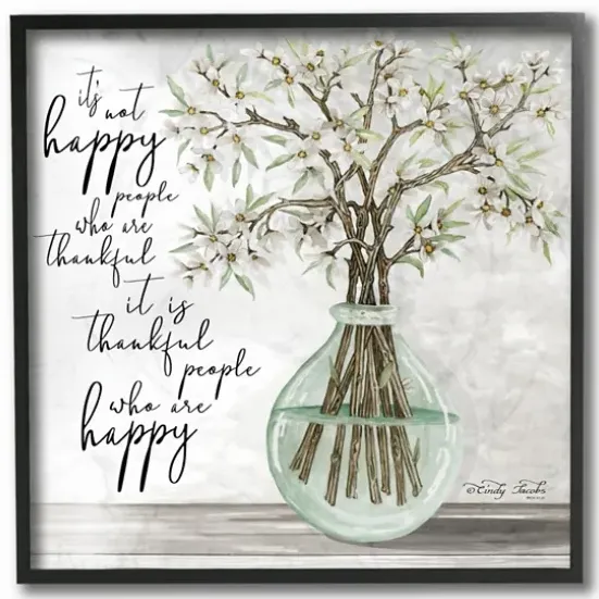 Wall Quotes & Signs-Kirkland's Home Thankful People Who Are Happy Framed Art Print Gray