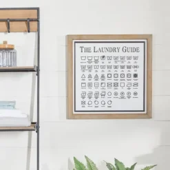 Wall Quotes & Signs-Kirkland's Home The Laundry Guide Embossed Framed Wall Plaque White/Tan