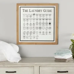 Wall Quotes & Signs-Kirkland's Home The Laundry Guide Embossed Framed Wall Plaque White/Tan