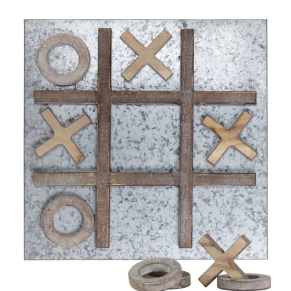 Memo & Chalkboards-Kirkland's Home Tic Tac Toe Wood And Metal Magnetic Memo Board Brown/Silver
