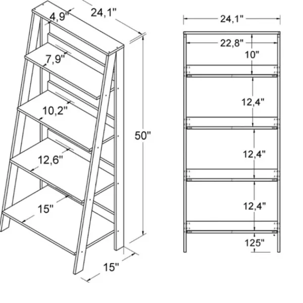 Office Furniture-Kirkland's Home 4-Tier Ladder Bookshelf Gray