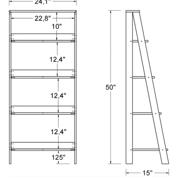 Office Furniture-Kirkland's Home 4-Tier Ladder Bookshelf Gray