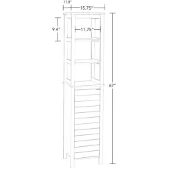 Bathroom Furniture-Kirkland's Home 3-Tier Linen Cabinet Gray