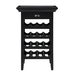 Cabinets & Sideboards-Kirkland's Home 4-Tier Wood Wine Rack Black