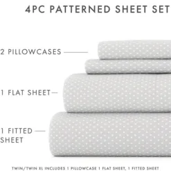 Bed Sheets-Kirkland's Home Tiny Hearts 3-Pc. Twin Sheet Set Gray