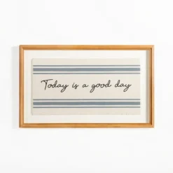 Wall Quotes & Signs-Kirkland's Home Today Is A Good Day Striped Wall Plaque Ivory/Blue/Black