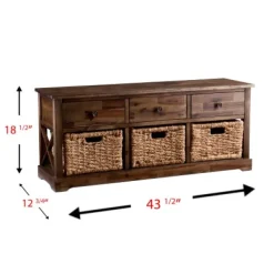 Entryway Furniture-Kirkland's Home Tommy Wood And Woven Baskets Storage Bench Brown