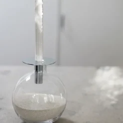 Vases-Kirkland's Home Top Clear Glass Vase Silver
