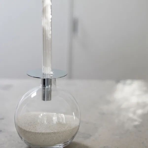 Vases-Kirkland's Home Top Clear Glass Vase Silver