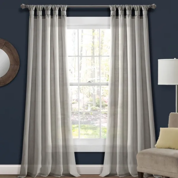 Curtains & Drapes-Kirkland's Home Top Knotted Burlap Curtain Panel Set, 84 In. Gray