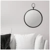Decorative Mirrors-Kirkland's Home Top Loop Round Wall Mirror Black
