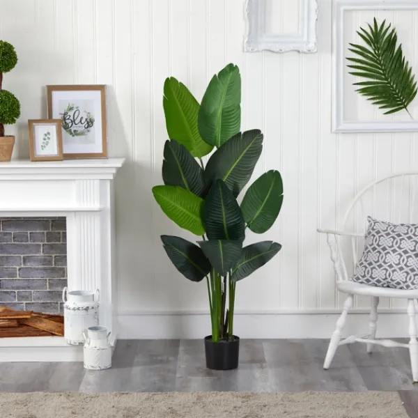Trees & Topiaries-Kirkland's Home Travelers Palm Tree In Black Planter, 58 In.
