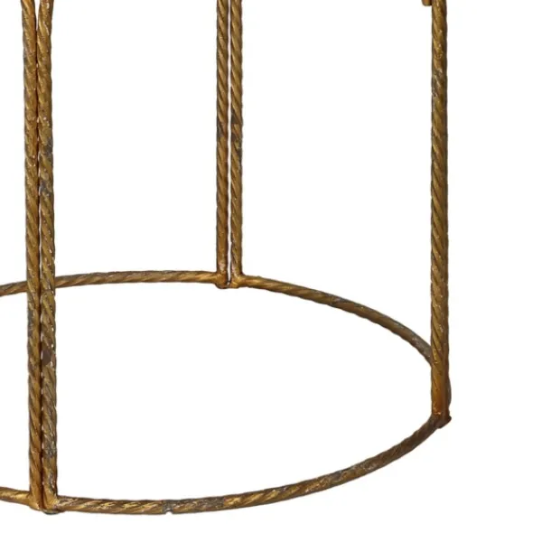 Accent & End Tables-Kirkland's Home Tray Top Wood And Gold Metal Accent Table Tan/Gold
