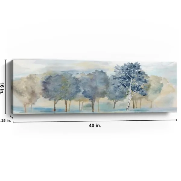 Canvas Art-Kirkland's Home Tree Line Reflection Panel Giclee Canvas Art Print Blue