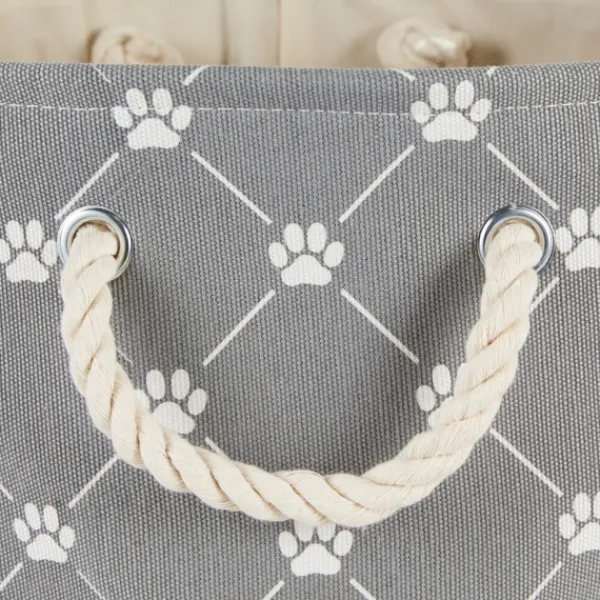 Baskets & Boxes-Kirkland's Home Trellis Paw Print Storage Basket, 14 In. Gray