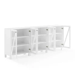 Tv Stands & Media Consoles-Kirkland's Home Triangle 6-Door Wood Media Cabinet White