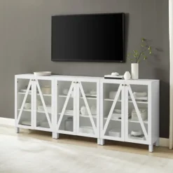 Tv Stands & Media Consoles-Kirkland's Home Triangle 6-Door Wood Media Cabinet White