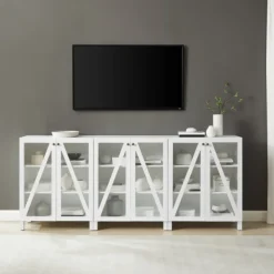 Tv Stands & Media Consoles-Kirkland's Home Triangle 6-Door Wood Media Cabinet White