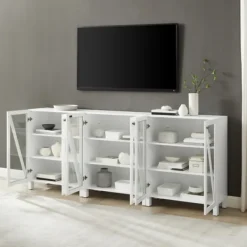 Tv Stands & Media Consoles-Kirkland's Home Triangle 6-Door Wood Media Cabinet White