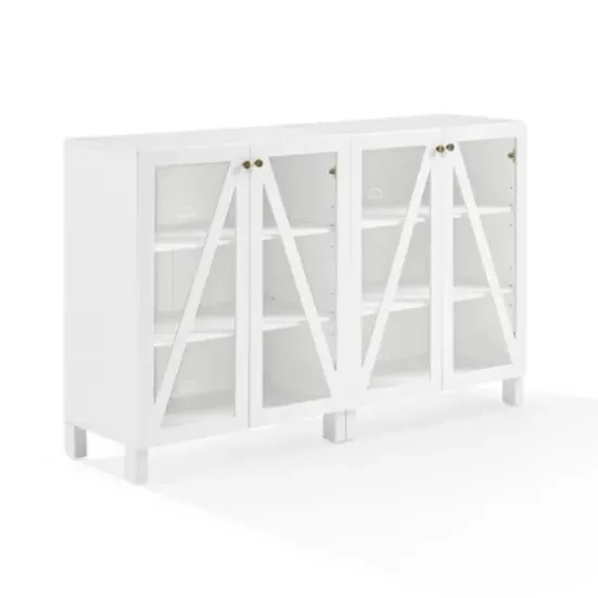 Tv Stands & Media Consoles-Kirkland's Home Triangle 4-Door Wood Media Cabinet White