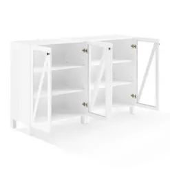 Tv Stands & Media Consoles-Kirkland's Home Triangle 4-Door Wood Media Cabinet White