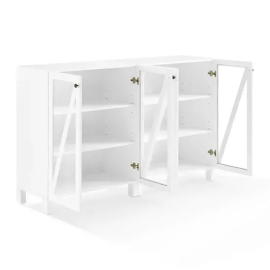 Tv Stands & Media Consoles-Kirkland's Home Triangle 4-Door Wood Media Cabinet White