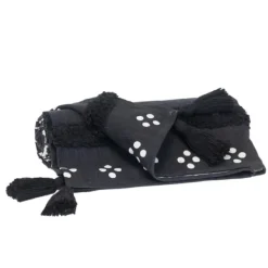 Blankets & Throws-Kirkland's Home Tribal Tufted Stripe Throw Black