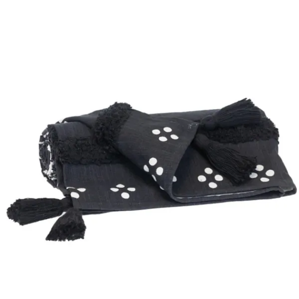 Blankets & Throws-Kirkland's Home Tribal Tufted Stripe Throw Black