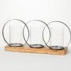 Candle Holders-Kirkland's Home Triple Loop Silver Decorative Candle Holder Silver/Tan