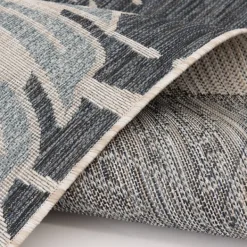 Outdoor Rugs-Kirkland's Home Tropical Leaf Indoor/Outdoor Area Rug, 5X7 Blue