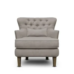Accent Chairs-Kirkland's Home Tufted Armchair With Lumbar Pillow Gray