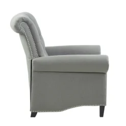Accent Chairs-Kirkland's Home Tufted Back Nailhead Trim Recliner Armchair Gray