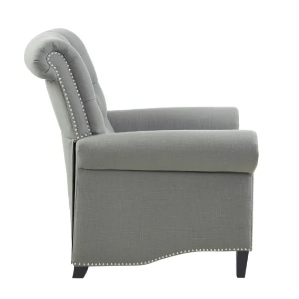 Accent Chairs-Kirkland's Home Tufted Back Nailhead Trim Recliner Armchair Gray