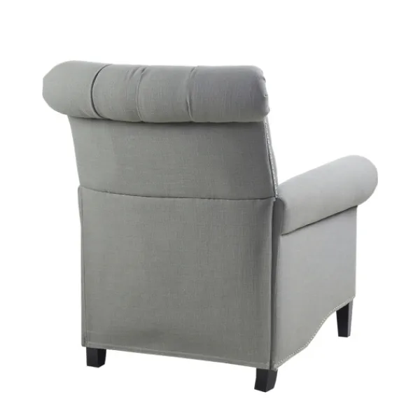 Accent Chairs-Kirkland's Home Tufted Back Nailhead Trim Recliner Armchair Gray