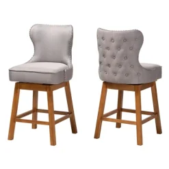 Bar Stools & Counter Height Stools-Kirkland's Home Tufted Back Swivel Counter Stools, Set Of 2 Gray