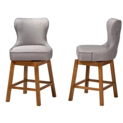 Bar Stools & Counter Height Stools-Kirkland's Home Tufted Back Swivel Counter Stools, Set Of 2 Gray