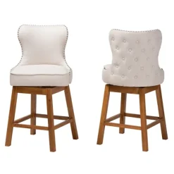 Bar Stools & Counter Height Stools-Kirkland's Home Tufted Back Swivel Counter Stools, Set Of 2 Ivory