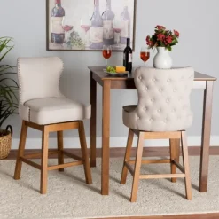 Bar Stools & Counter Height Stools-Kirkland's Home Tufted Back Swivel Counter Stools, Set Of 2 Ivory