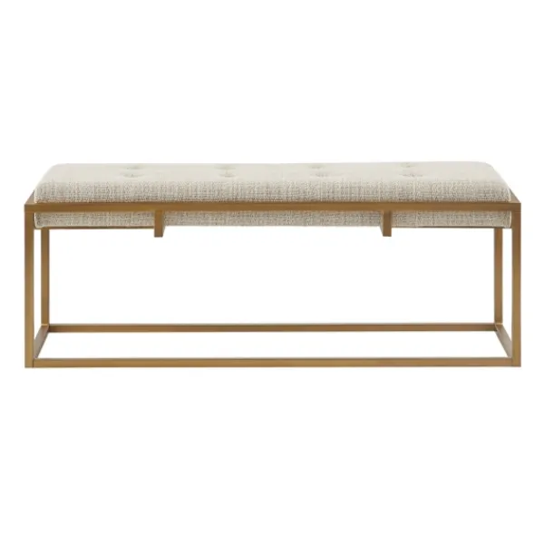 Benches & Ottomans-Kirkland's Home Tufted Bronze Metal Bench Tan