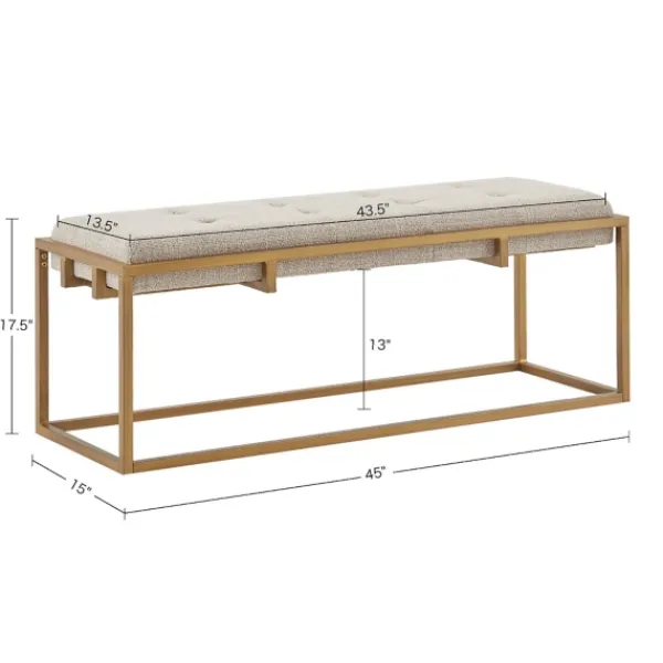 Benches & Ottomans-Kirkland's Home Tufted Bronze Metal Bench Tan