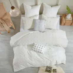 Duvets-Kirkland's Home Tufted Cotton 7-Pc. Full/Queen Duvet Set Ivory