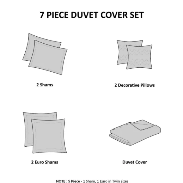 Duvets-Kirkland's Home Tufted Cotton 7-Pc. Full/Queen Duvet Set Ivory