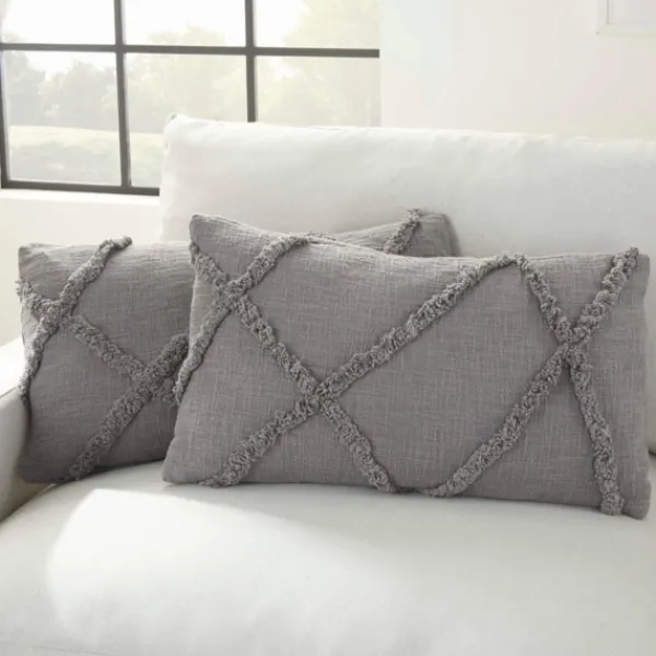 Pillows-Kirkland's Home Tufted Diamond Lumbar Pillows, Set Of 2 Gray